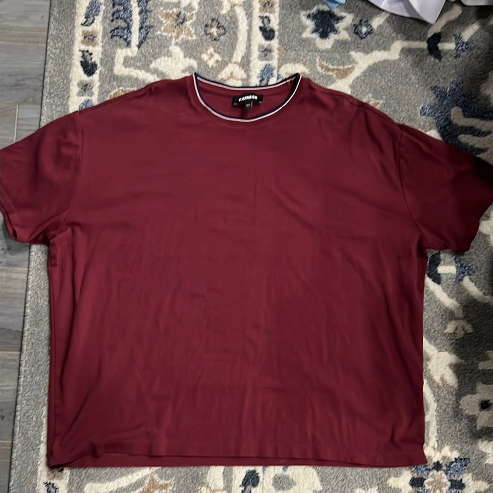 Express Red Crew Neck Short Sleeve Tee